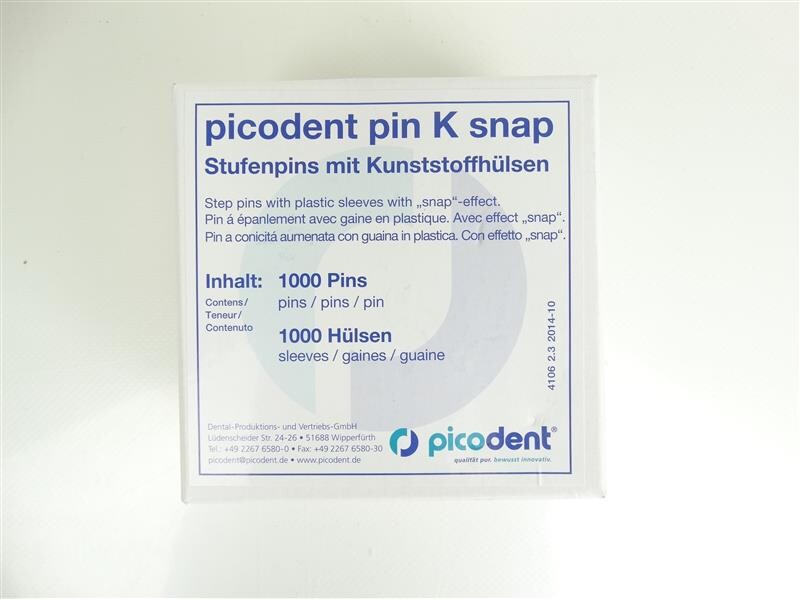 picodent pin K snap Set - Stufenpins mit Kunststoffhülsen